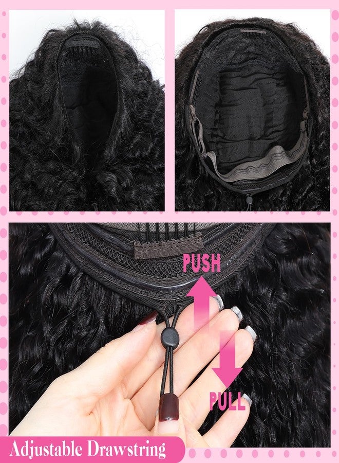 Myecool Kinky Curly Half Wig Human Hair 200 Density Glueless Wear and Go Wigs Human Hair 18 Inch 3 In 1 Half Wigs for Women Drawstring Seamless Flip Over Beginner Friendly - Image 5